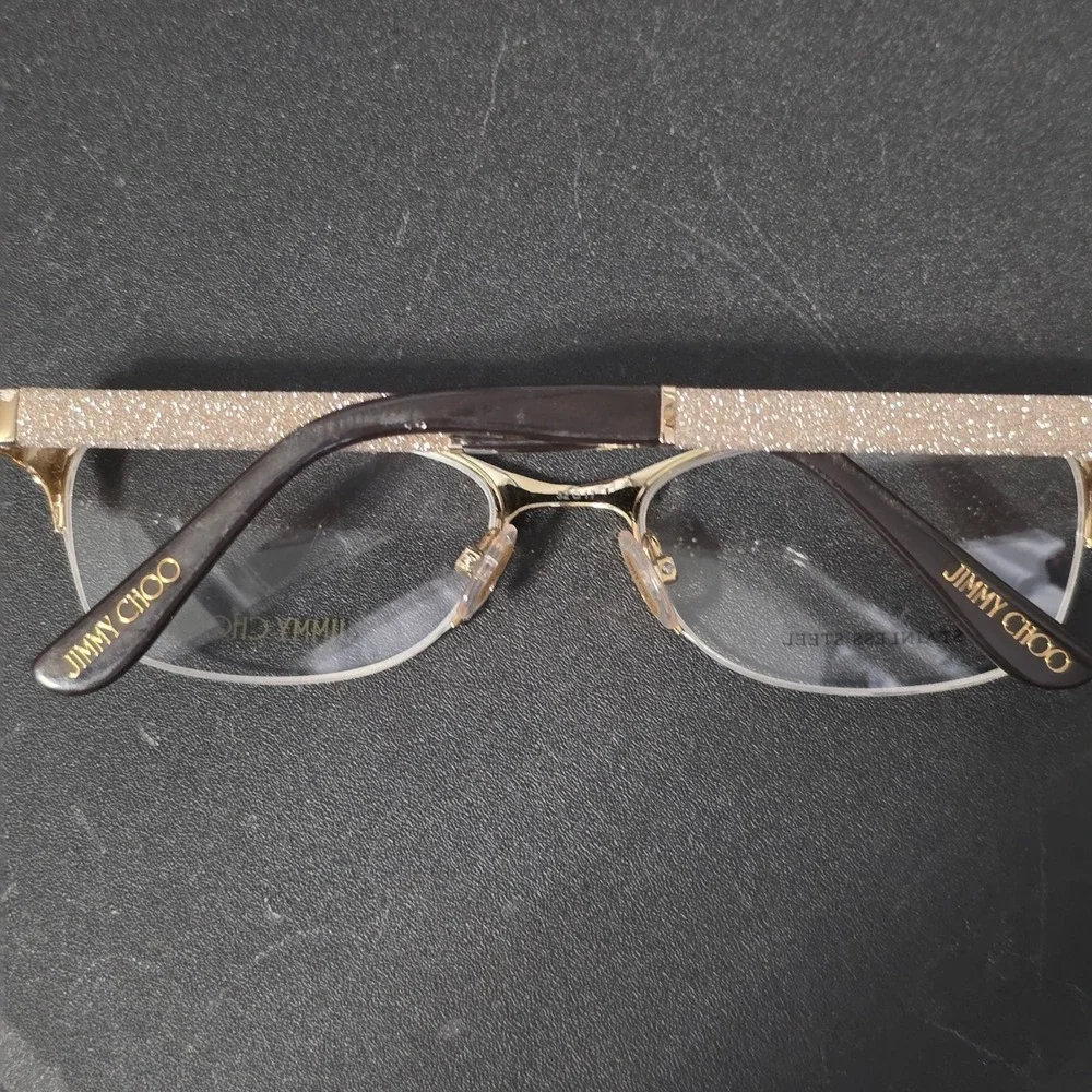 Jimmy Choo JC 106 F62 Womens Brown Gold Glitter Eyeglass Frames 52-17-135